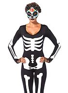 Skelett, maskerad-jumpsuit med självlysande tryck